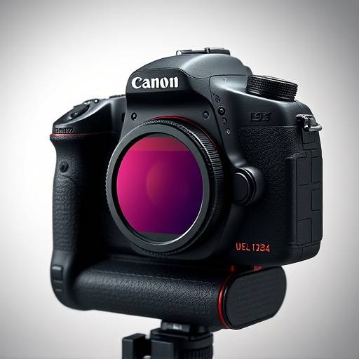 A professional DSLR camera body.